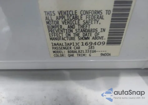 2018 Nissan Altima 2.5 Sl из США, поврежденный, VIN 1N4AL3AP1JC169409